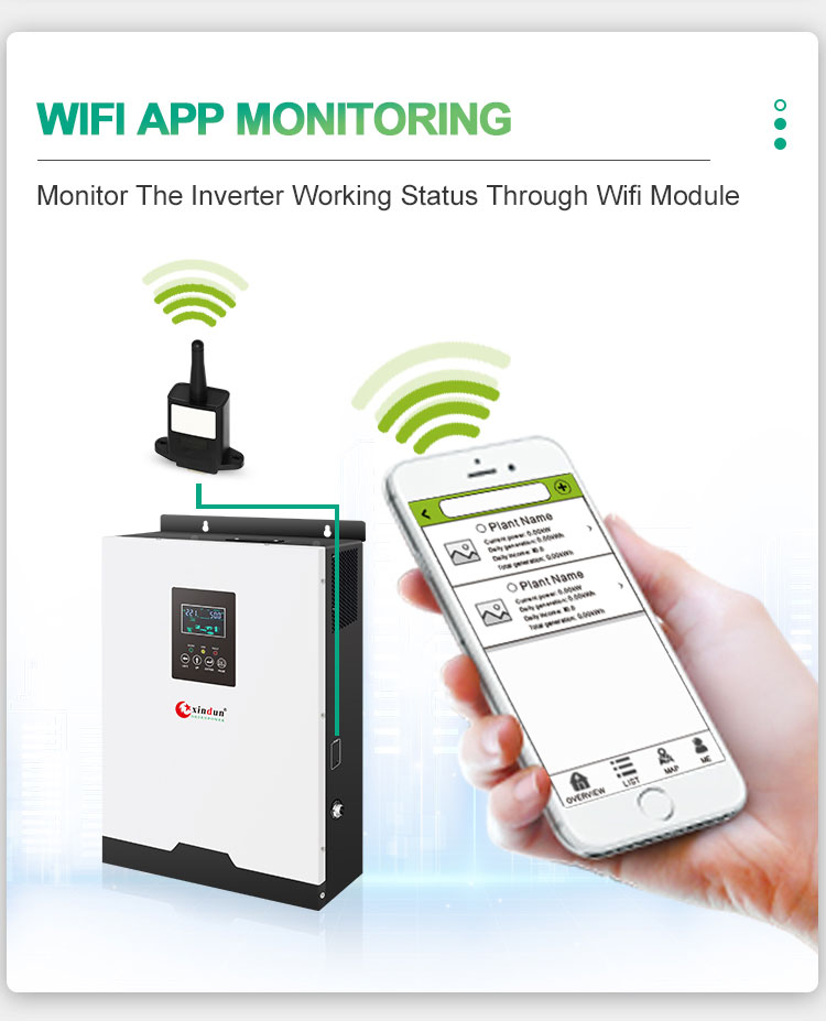 off grid solar powered inverter with wifi app monitoring
