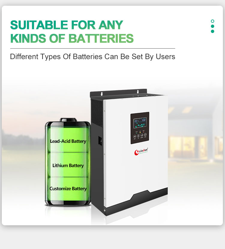 off grid solar powered inverter suitable for lead-acid, lithium, customize battery