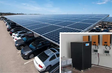 HDSX Sistema de energía solar trifásico en el estacionamiento de México
