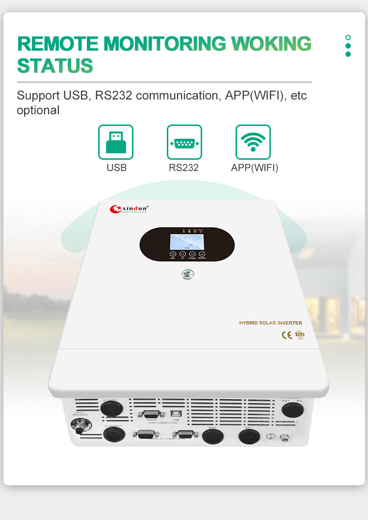 remote monitoring inverter hybrid on off grid 5kw working 