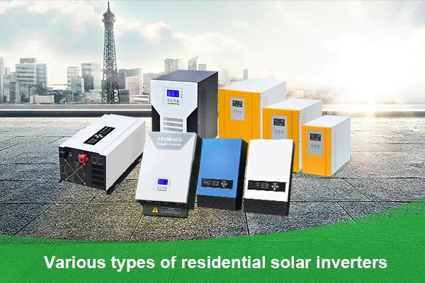 Various types of residential solar inverters