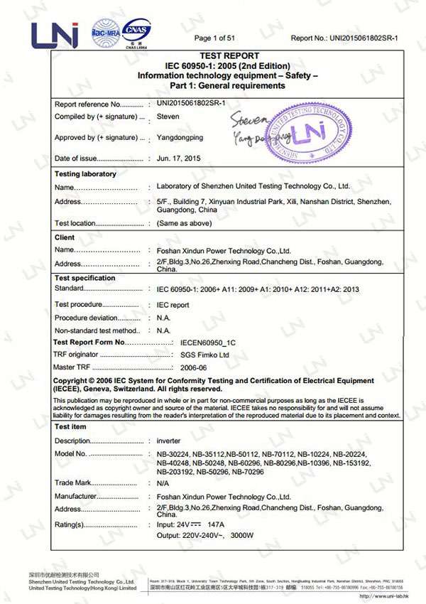 IEC report of nb inverter