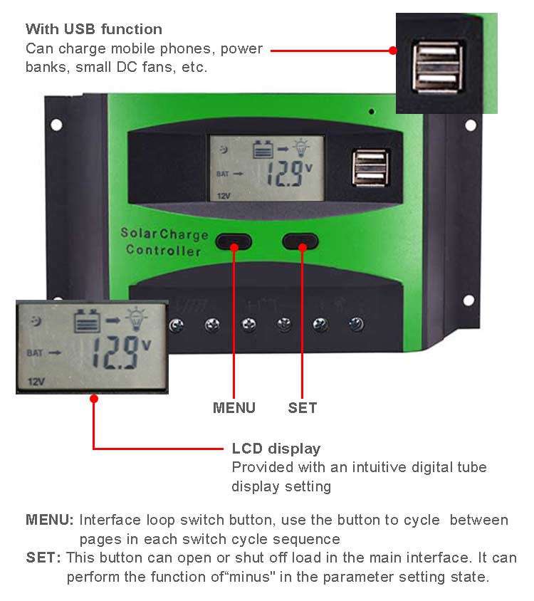 mini pwm solar charge controller image