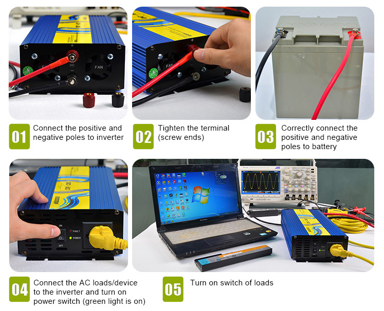 12v 24v 1000w small solar inverter home use method