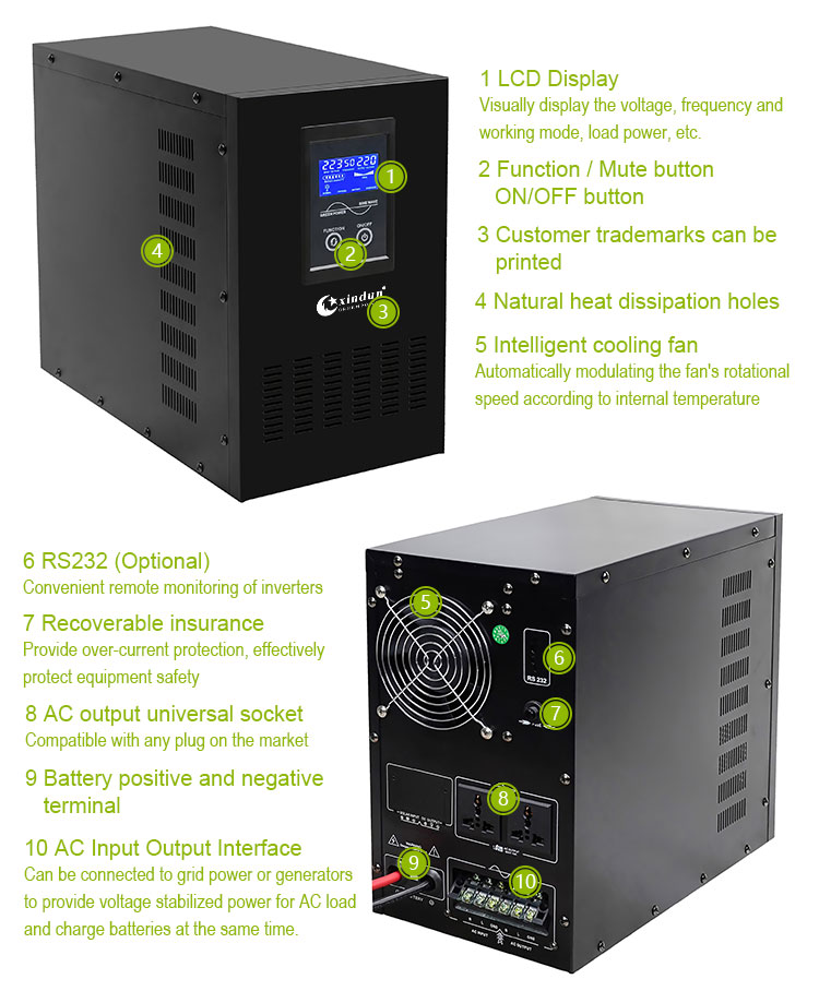 sine wave home ups inverter with battery details