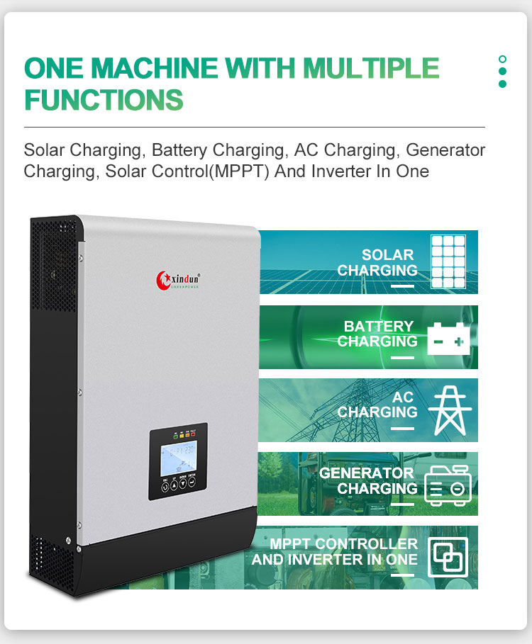 single phase inverter with solar battery ac generator charging, mppt and inverter in one 