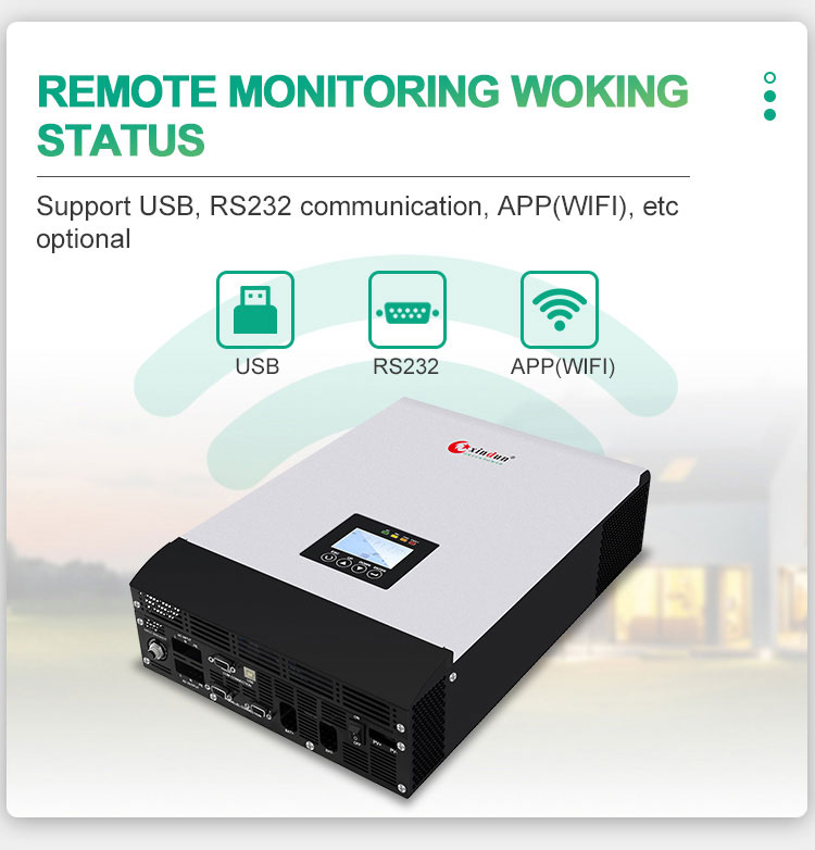 single phase solar inverter support usb, rs232, app, wifi communication port